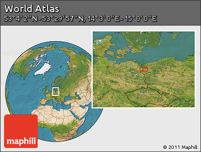 Satellite Location Map of the Area around 53° 17' 0" N, 14° 31' 30" E