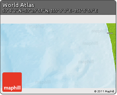 Physical 3D Map of the Area around 53° 17' 0" N, 155° 37' 30" E