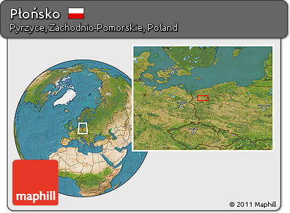 Satellite Location Map of Płońsko