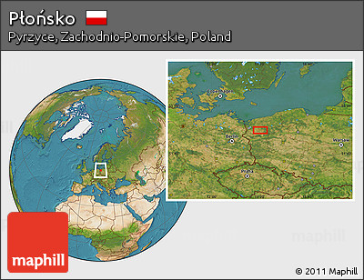 Satellite Location Map of Płońsko