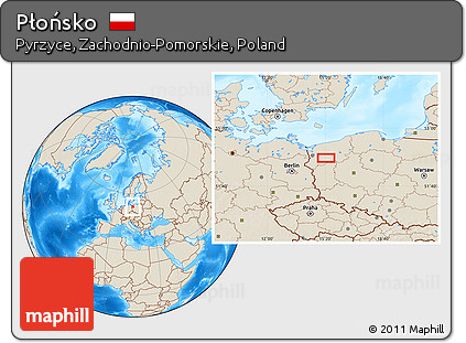 Shaded Relief Location Map of Płońsko