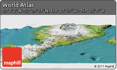 Satellite Panoramic Map of the Area around 53° 17' 0" N, 168° 13' 29" W