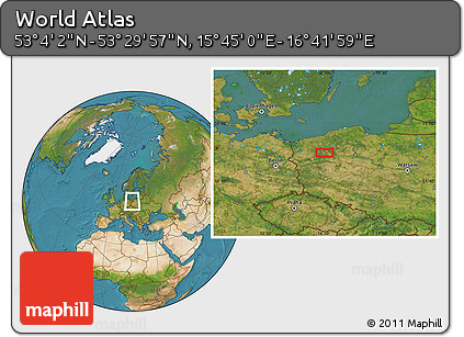 Satellite Location Map of the Area around 53° 17' 0" N, 16° 13' 30" E