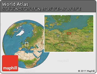 Satellite Location Map of the Area around 53° 17' 0" N, 16° 13' 30" E