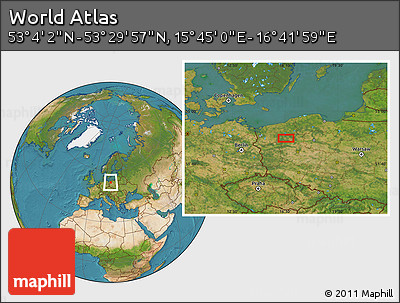 Satellite Location Map of the Area around 53° 17' 0" N, 16° 13' 30" E