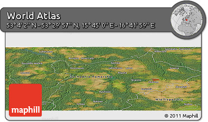 Satellite Panoramic Map of the Area around 53° 17' 0" N, 16° 13' 30" E