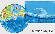 Physical Location Map of the area around 53° 17' 0" N, 177° 43' 29" E