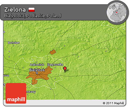 Physical 3D Map of Zielona