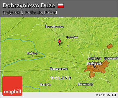 Physical 3D Map of Dobrzyniewo Duże