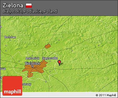 Physical 3D Map of Zielona
