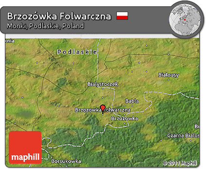 Satellite 3D Map of Brzozówka Folwarczna