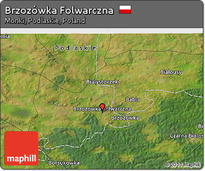 Satellite 3D Map of Brzozówka Folwarczna