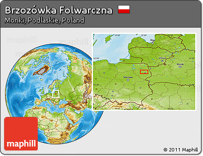 Physical Location Map of Brzozówka Folwarczna