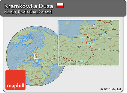 Savanna Style Location Map of Kramkówka Duża, hill shading