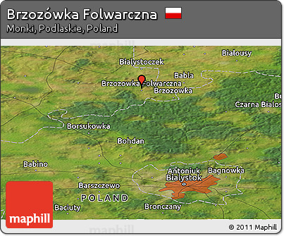 Satellite Panoramic Map of Brzozówka Folwarczna