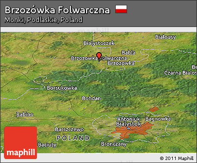 Satellite Panoramic Map of Brzozówka Folwarczna
