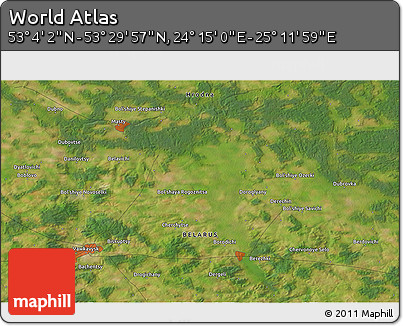 Satellite 3D Map of the Area around 53° 17' 0" N, 24° 43' 30" E