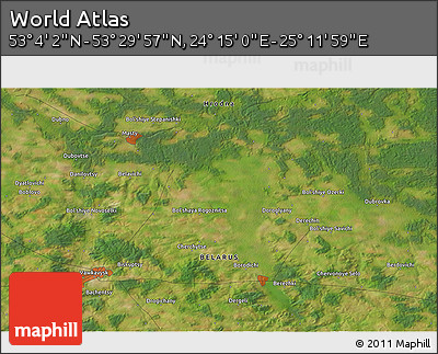 Satellite 3D Map of the Area around 53° 17' 0" N, 24° 43' 30" E
