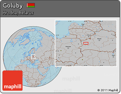 Gray Location Map of Goluby, hill shading