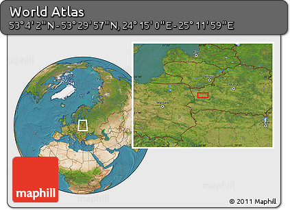 Satellite Location Map of the Area around 53° 17' 0" N, 24° 43' 30" E