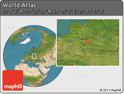 Satellite Location Map of the Area around 53° 17' 0" N, 24° 43' 30" E