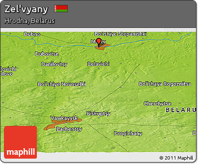 Physical Panoramic Map of Zel'vyany