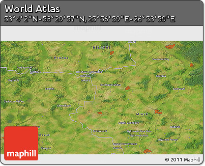 Satellite 3D Map of the Area around 53° 17' 0" N, 26° 25' 29" E