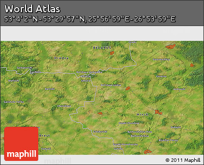 Satellite 3D Map of the Area around 53° 17' 0" N, 26° 25' 29" E