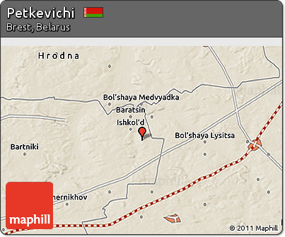 Shaded Relief 3D Map of Petkevichi