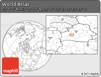 Blank Location Map of the Area around 53° 17' 0" N, 26° 25' 29" E