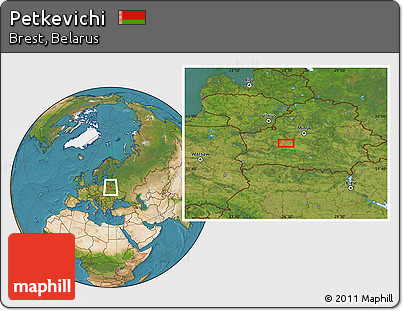 Satellite Location Map of Petkevichi