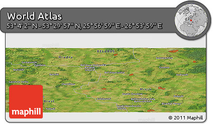 Satellite Panoramic Map of the Area around 53° 17' 0" N, 26° 25' 29" E