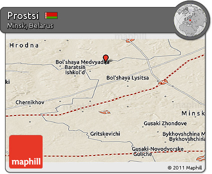 Shaded Relief Panoramic Map of Prostsi