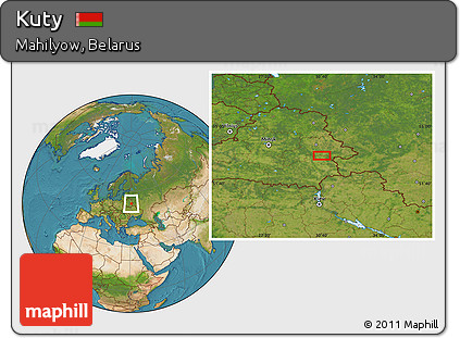 Satellite Location Map of Kuty