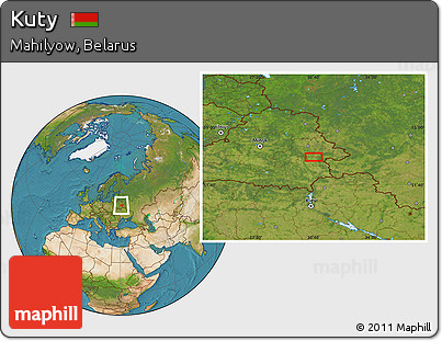 Satellite Location Map of Kuty