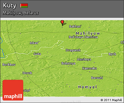 Physical Panoramic Map of Kuty