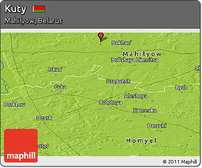 Physical Panoramic Map of Kuty