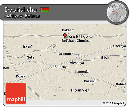 Shaded Relief Panoramic Map of Dvorishche