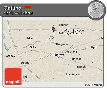 Shaded Relief Panoramic Map of Onilino