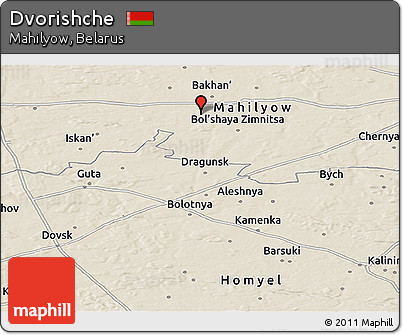 Shaded Relief Panoramic Map of Dvorishche