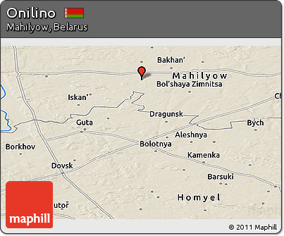Shaded Relief Panoramic Map of Onilino