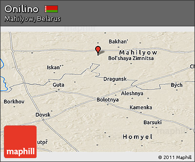 Shaded Relief Panoramic Map of Onilino