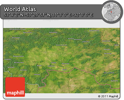 Satellite 3D Map of the Area around 53° 17' 0" N, 31° 31' 29" E