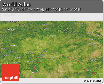 Satellite 3D Map of the Area around 53° 17' 0" N, 31° 31' 29" E