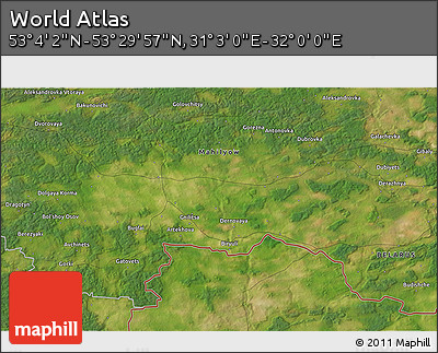 Satellite 3D Map of the Area around 53° 17' 0" N, 31° 31' 29" E