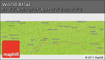 Physical Panoramic Map of the Area around 53° 17' 0" N, 31° 31' 29" E