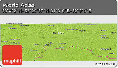 Physical Panoramic Map of the Area around 53° 17' 0" N, 31° 31' 29" E