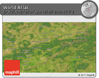 Satellite 3D Map of the Area around 53° 17' 0" N, 32° 22' 30" E