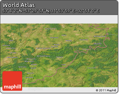 Satellite 3D Map of the Area around 53° 17' 0" N, 32° 22' 30" E