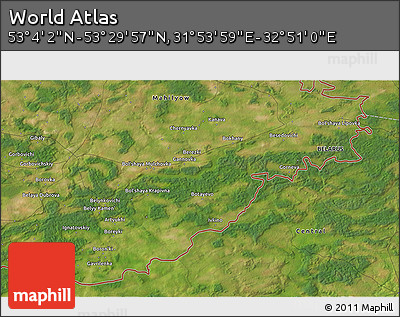 Satellite 3D Map of the Area around 53° 17' 0" N, 32° 22' 30" E
